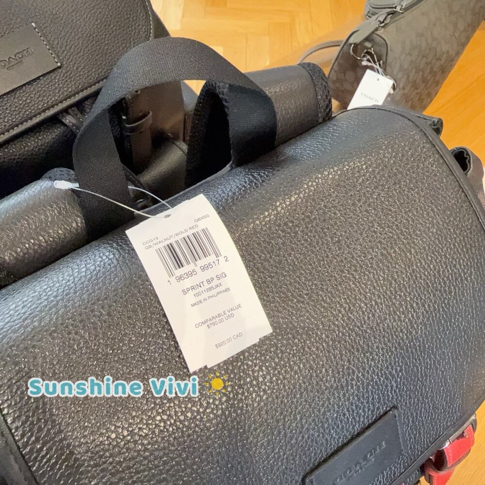 NWT Coach MEN's Sprint Backpack In Signature Canvas Gunmetal CCG13 - Picture 2 of 11